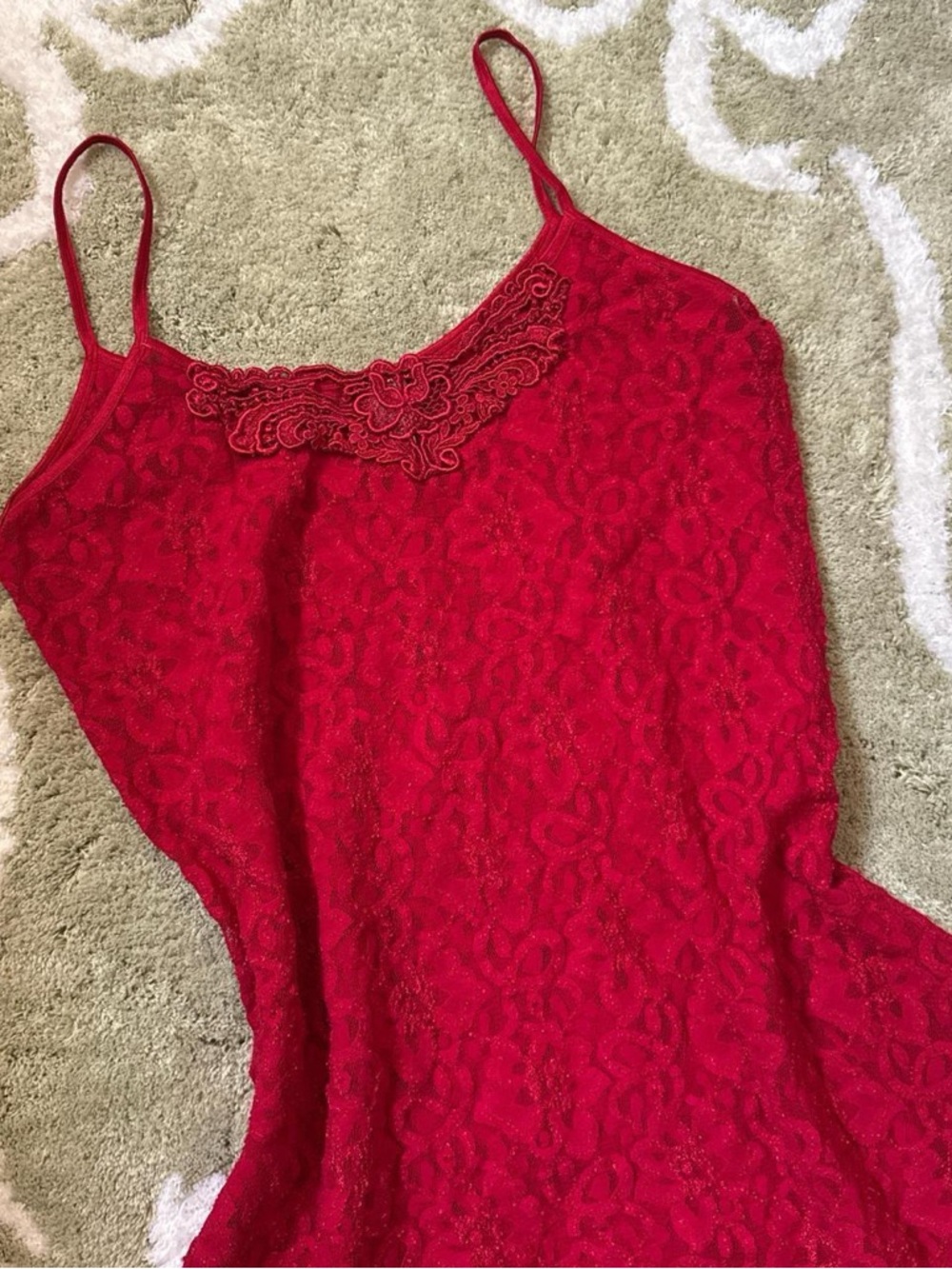 Red Lace Camisole Tank Top Slip